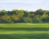 Green Landscape Painting oil on wood panel 10x10 inch wall art