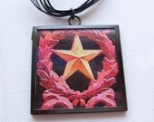 Wearable Art, Star Pendant, Art Nouveau Star, Fine Art Statement Necklace, 2 X 2 Inch Photo Frame Pendant