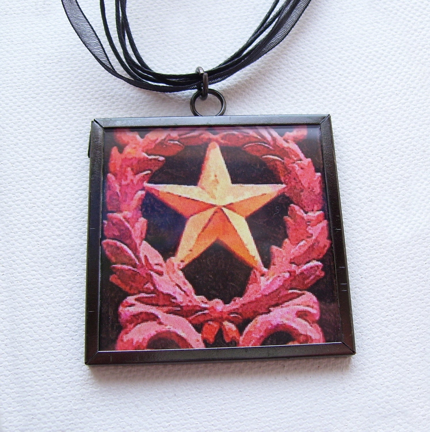 Wearable Art, Star Pendant, Art Nouveau Star, Fine Art Statement Necklace, 2 X 2 Inch Photo Frame Pendant