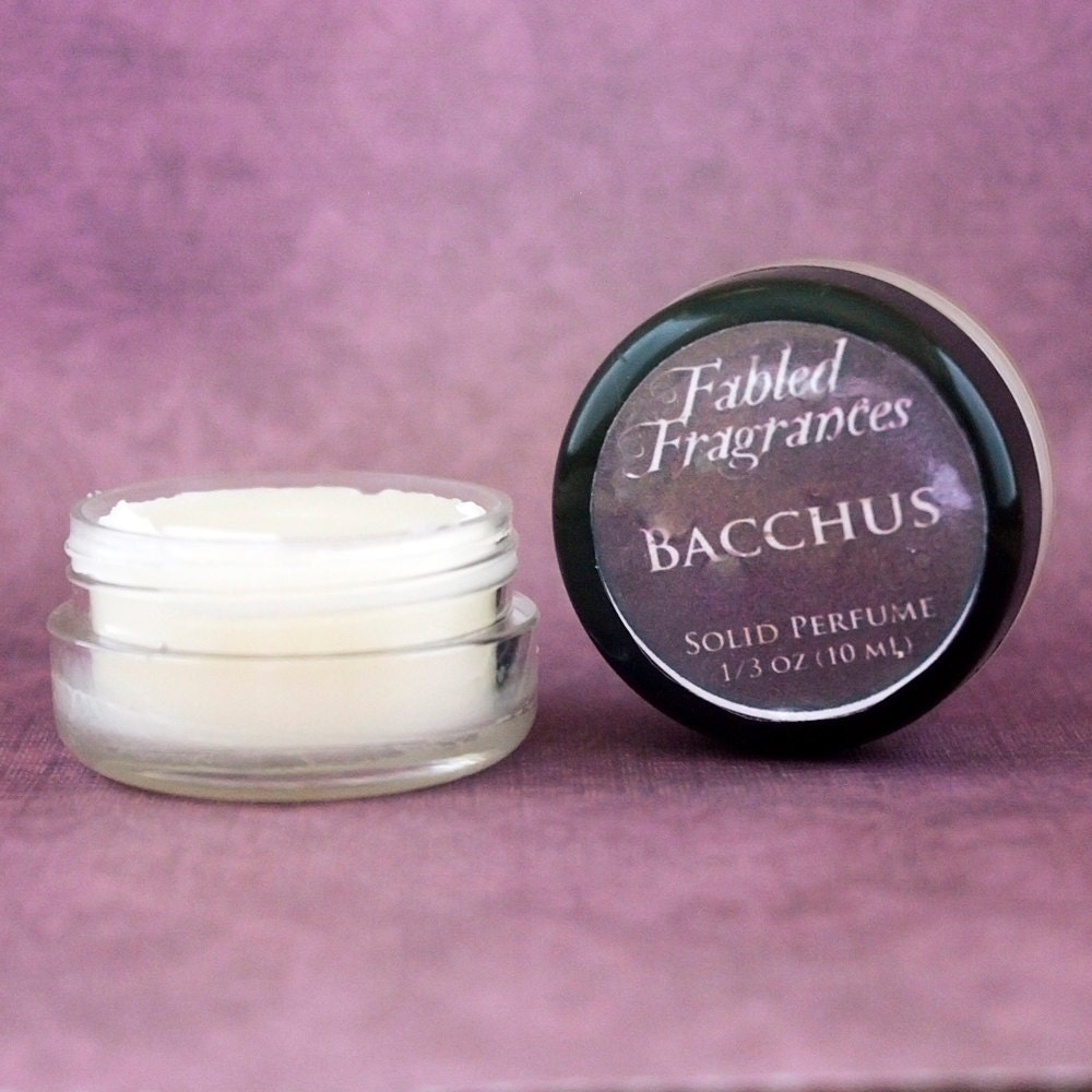 Bacchus Solid Cologne: 1/3 oz 10g Jar of Dionysus Greek God of Wine Artisan Fragrance VEGAN