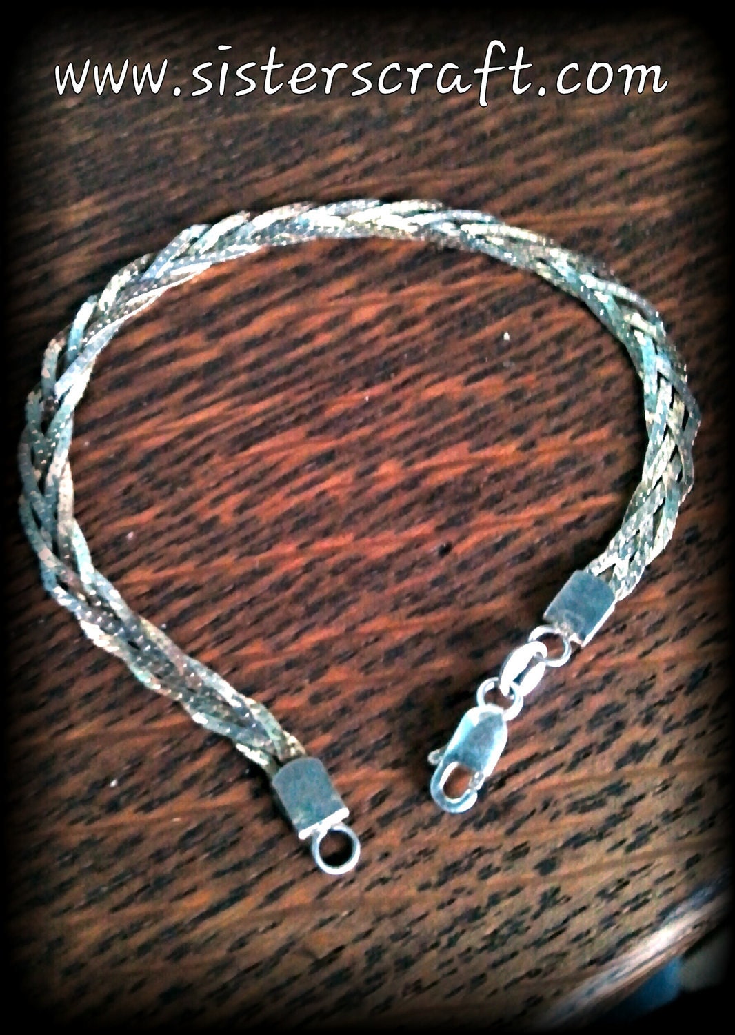 Vintage sterling silver braided chain bracelet.