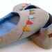 Handmade Oatmeal Cotton Canvas Home Shoes with Leather Bunting Banner Flags