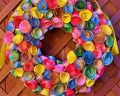 HANDPAINTED Spring/Summer Wreath-Spring Door Wreath-Front Door Wreath-MULTICOLOR PAPER Flower Door Wreath-Floral Wedding Wreath Decor