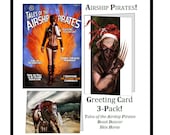 Airship Pirates GREETING CARDS - Abney Park Steampunk - 3 Art Cards by MANDEM