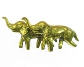 Vintage Brass Figural Elephants Pin / Brooch