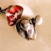 Vintage Sterling Silver Siam Dancer Red Enamel Heart Earrings