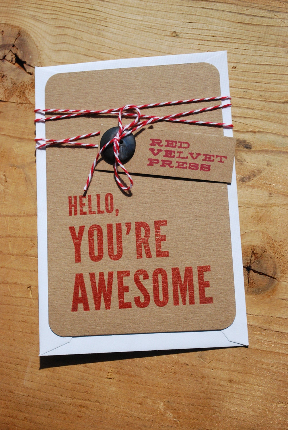 Hello, You're Awesome Letterpress 4x6 Stationery - RedVelvetPress