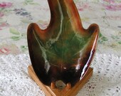 10% Discount  Absolutely Beautiful Enameled Metal Autumn Leaf dish, Handmade, Artist Jo Blake, Eames Era