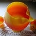 10% Discount..VINTAGE SALE 1950s Vintage Retro Orange Yellow Satin Art Glass Juice Decanter Set
