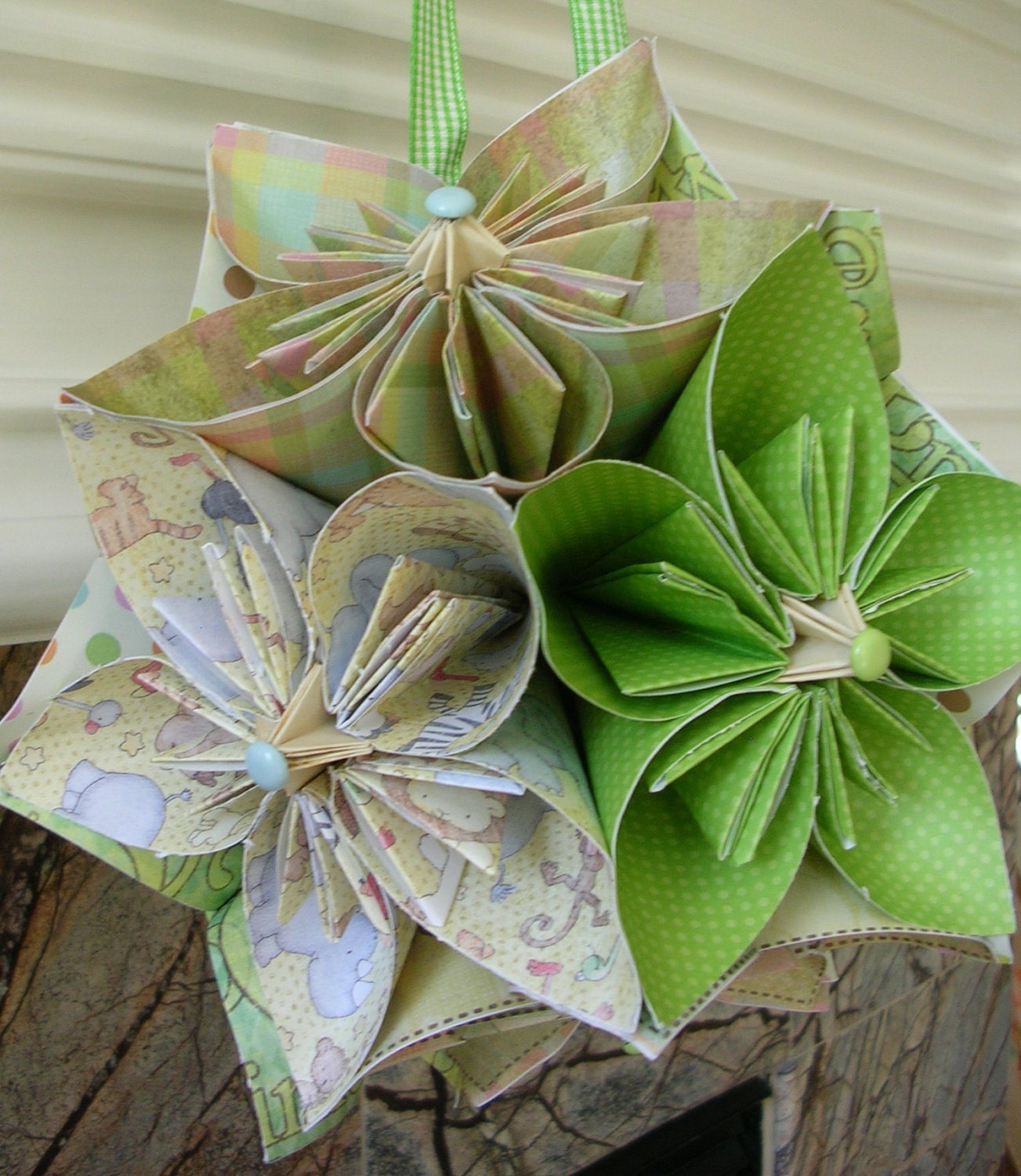 Origami Kusudama Flower Ball - Baby Themed Shower or Nursery Decoration