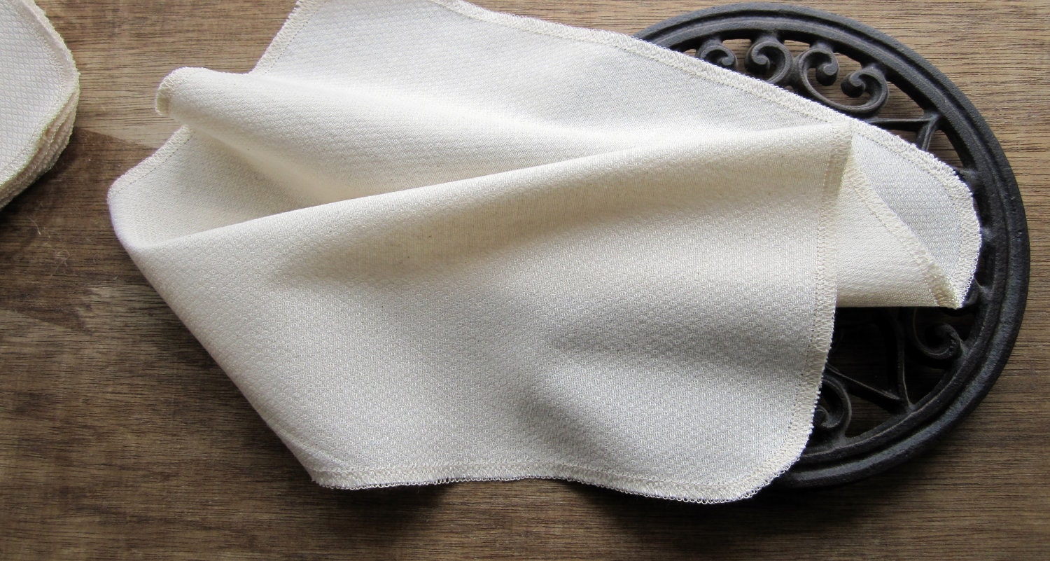 Organic Reusable Unpaper Towel -- Birdseye Unbleached Cotton Eco Friendly-- Set of 24