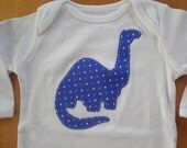 Dinosaur Applique on White Bodysuit