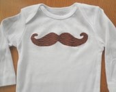 Mustache Applique on White Bodysuit