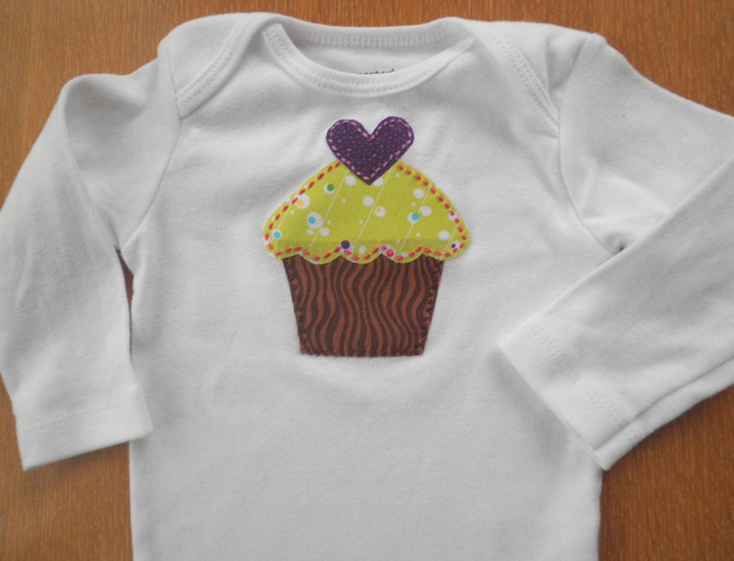 Cupcake Applique on White Bodysuit