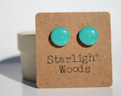 Stud wood Earrings turquoise jewelry minimalist jewelry delicate jewelry eco mothers day nature gift eco-friendly unique gift for her