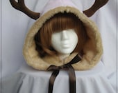 Soft & plush faux fur lined deer hood --made to order--