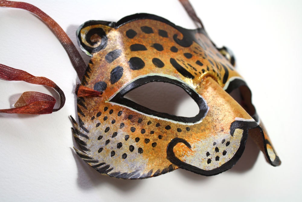 Big Cat Jaguar Mask Venetian Mardi Gras Carnival Masquerade Made-to-order - LyonsMenagerie