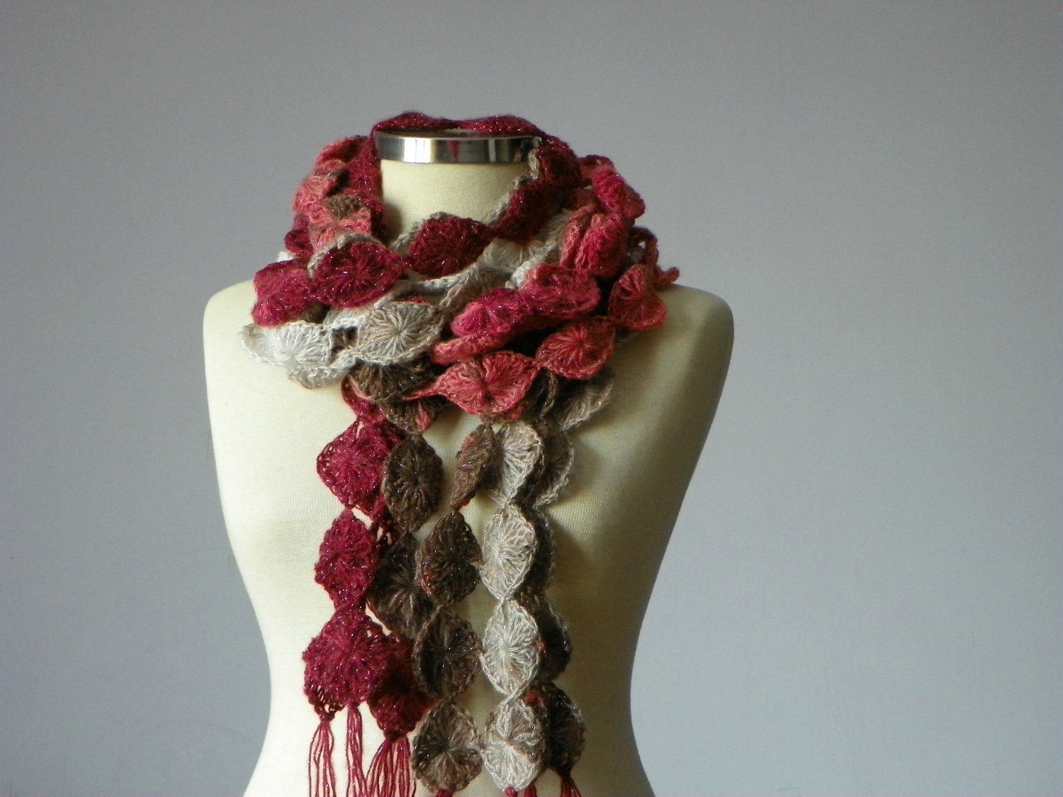 Crochet infinity scarf soft mohair yarn, handmade chunky neckwarmer autumn winter women accessories, fall fashion, christmas gift idea