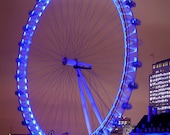 ON SALE -The London Eye at night 8x12 signed print - wall decor - Fine Art Photography In Stock purple blue olympics