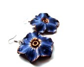 Blue flowers- polymer clay flower dangle earrings. Blue flower jewelry