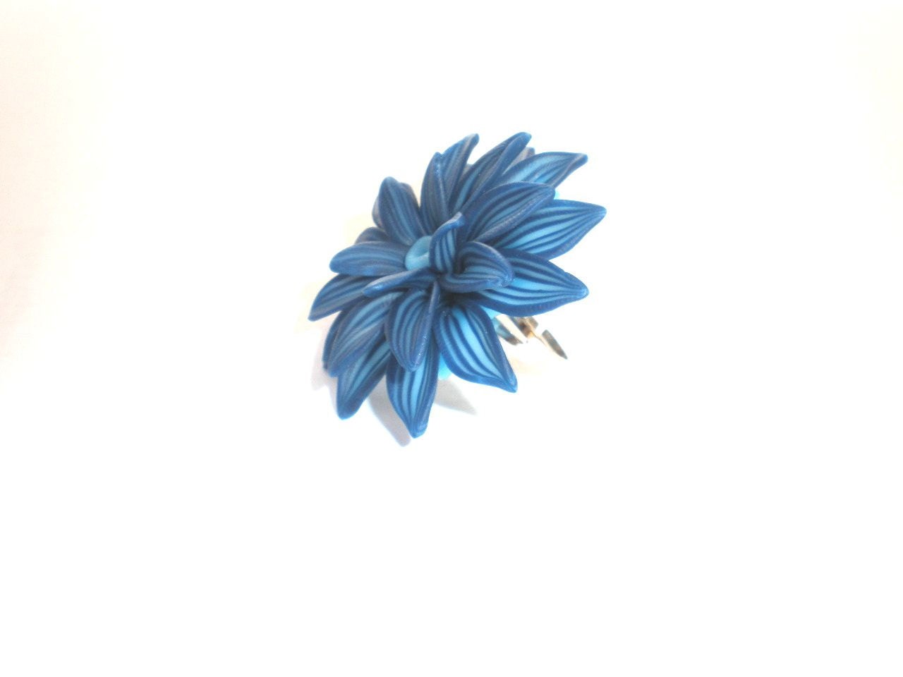 Large Flower Cocktail Ring. Blue Flower Ring. Blue Jewelry. Flower Jewelry. Adjustable Size