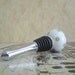 Wine Bottle Stopper - Round White & Green Polka Dots Wine Stopper