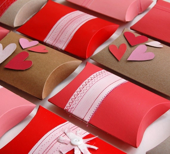 customized party pack upcycled valentine decor red candy favor giftbox- set of 16