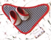 Baby Girl and Boy Shoes Bandana Bib - Blue and Red with kimono shoes - newborn also available