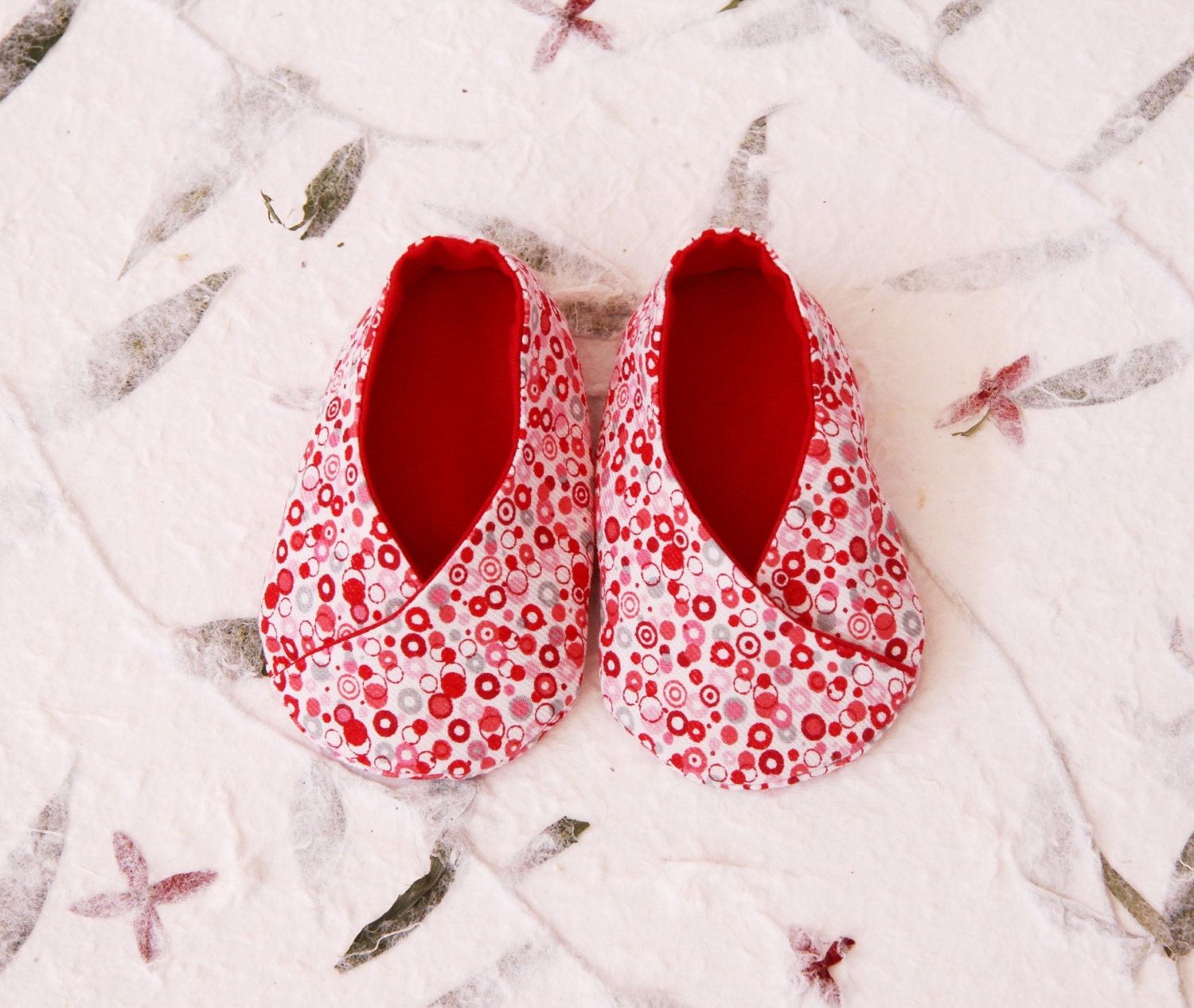 BABY SHOES Girl - Newborn also available - Red White Pink Grey - 100% Cotton Kimono style