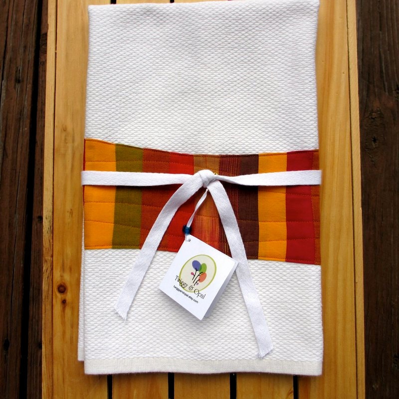 Modern Kitchen Towel, Spicy Orange Red Brown, Dish Towel