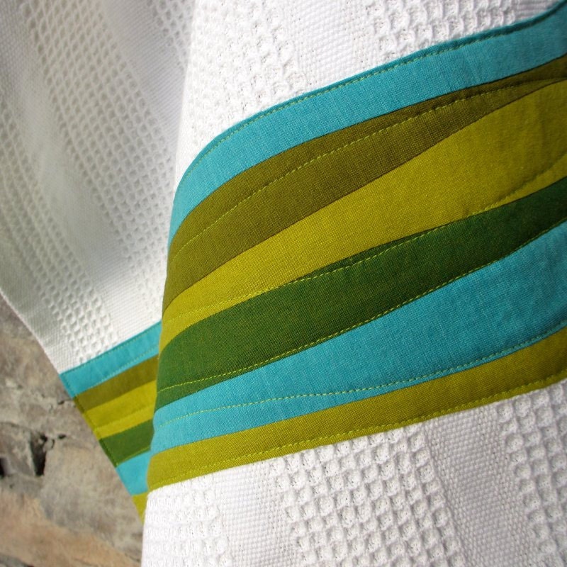 Modern Kitchen Towel, Teal and Green Dish Towel