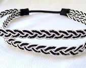 Double Rope Headband, Stretchy Headband, Black White Headband