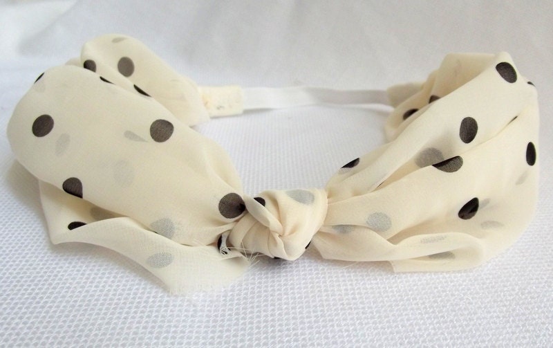Turban Knot Headband, Polka Dot Headband, Bandana Style Headband