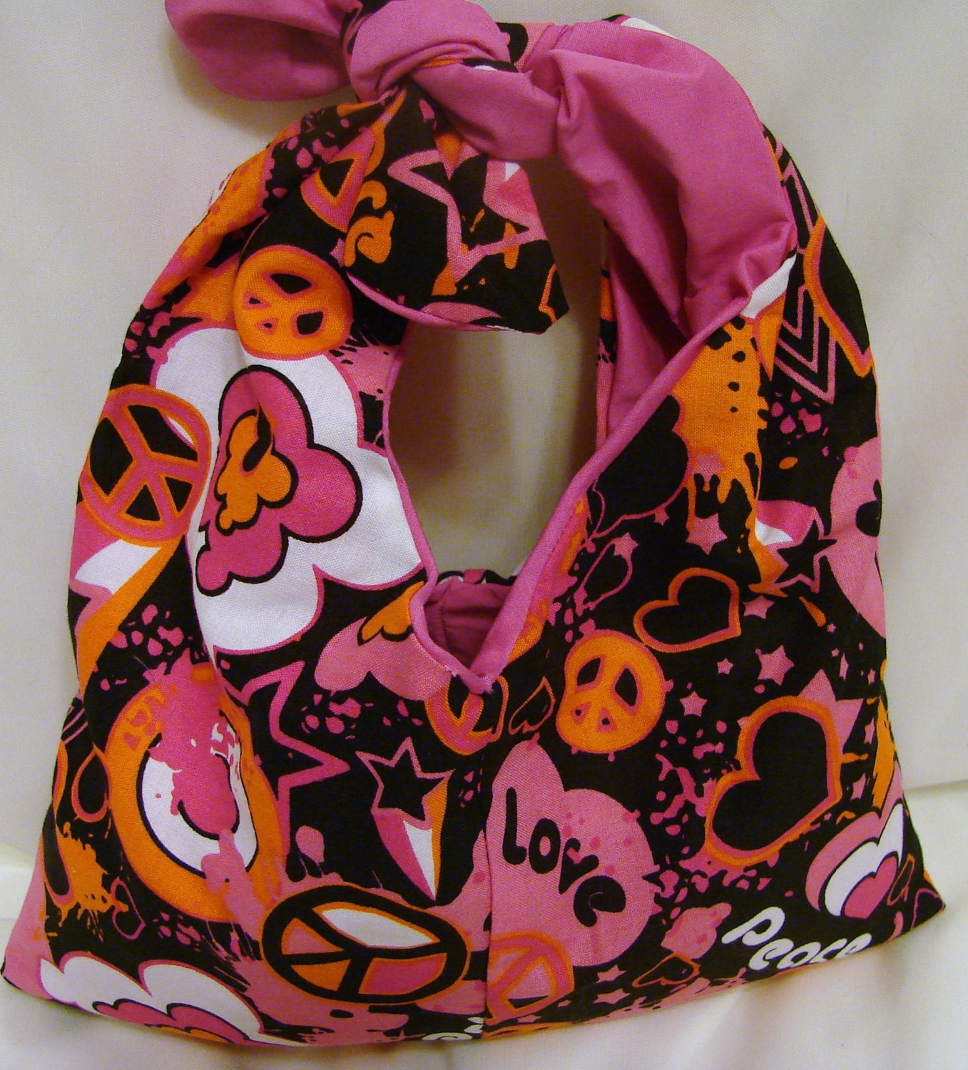 Purse- Peace and Love/Pink-Black-Orange