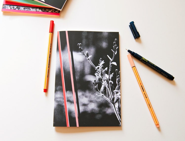 A5 sized notebook/journal,  photo cover with geometric shapes, perfect bound