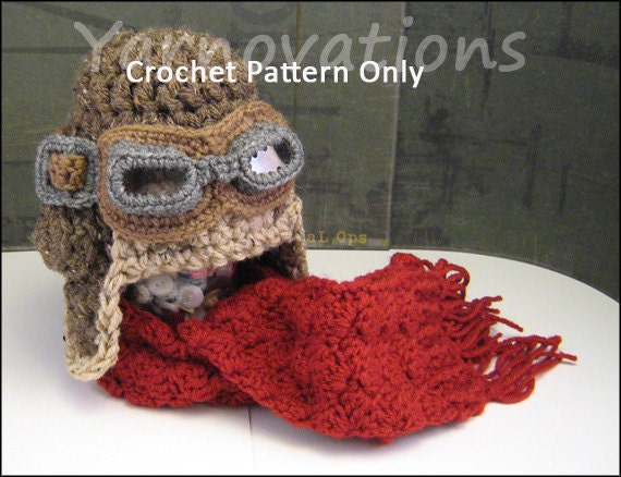 Aviator Costume - Crochet Hat, Goggles and Scarf Pattern