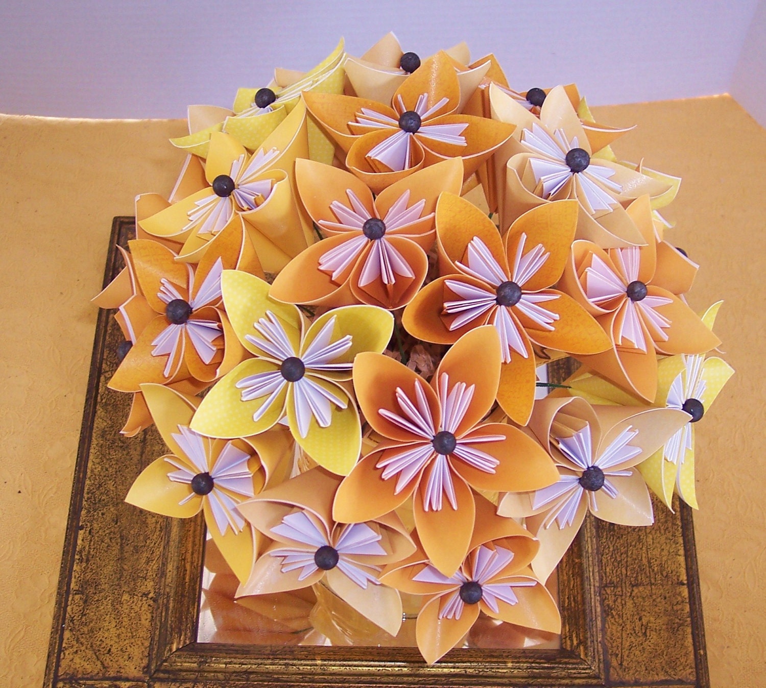 Origami paper flower wedding bouquet - Made to order