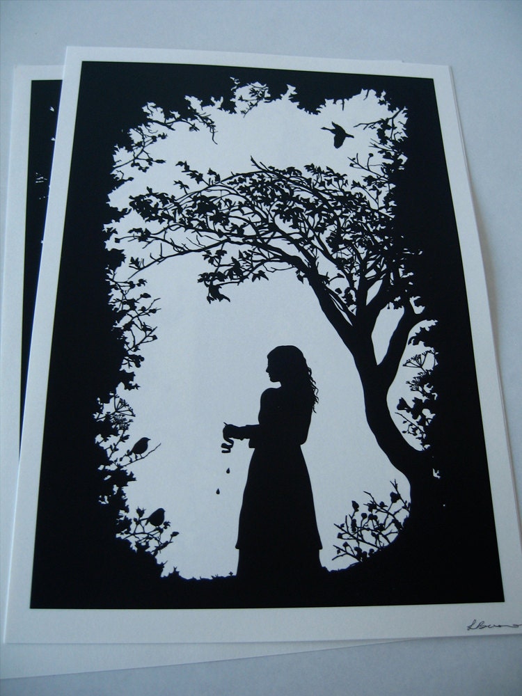 A5 Tale of the Juniper Tree Silhouette Print 5.8" x 8.3"