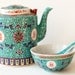 Porcelain Tea Set Turquoise Made in China