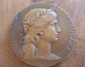 Signed Bronze Medal Marianne By Daniel Dupuis Prix Militaire Military Award Prize 19th C