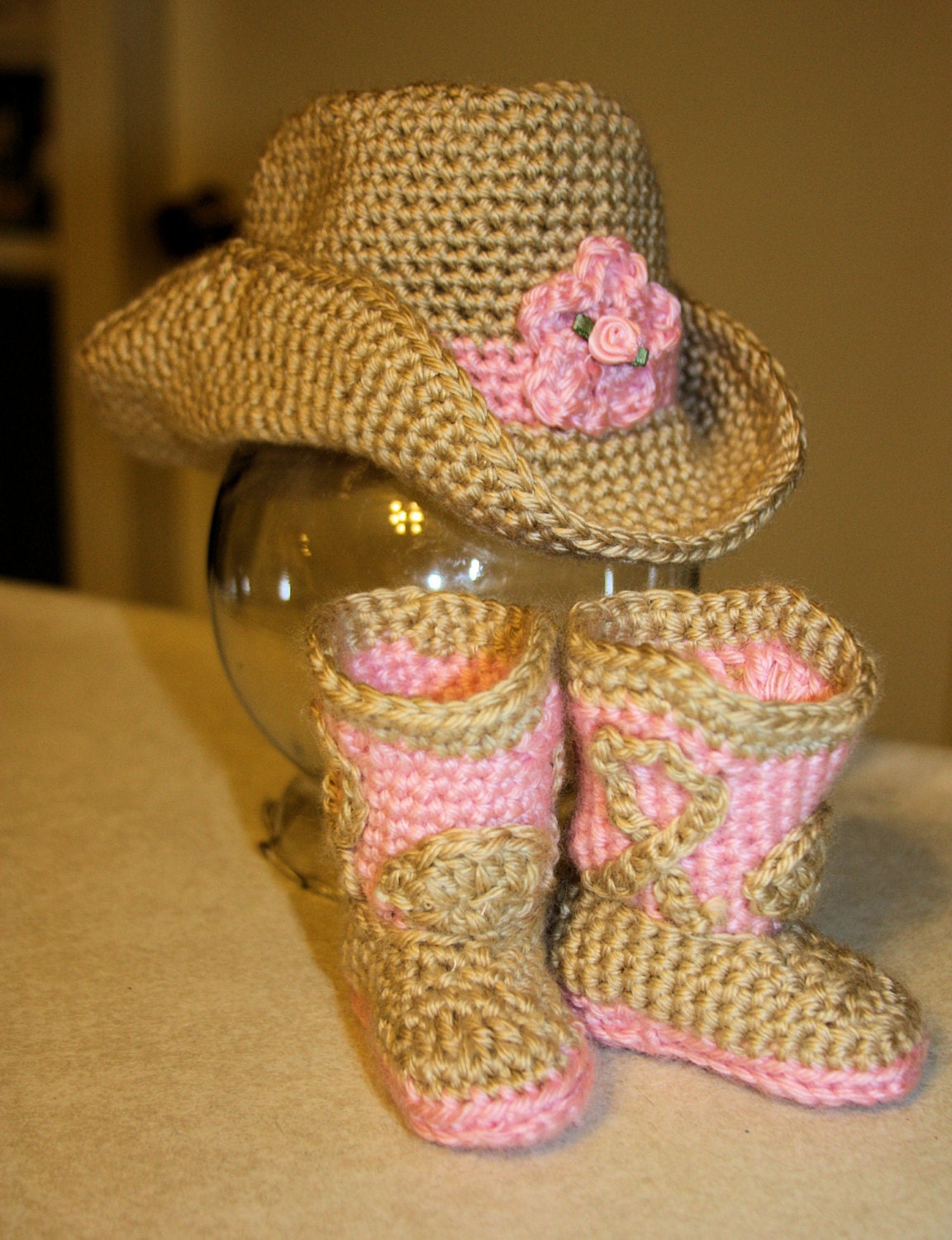 Cowgirl Hat and Booties Set
