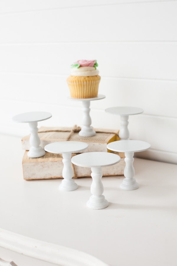 Set of 6 Mini Wooden Cupcake Stands - YOU CHOOSE COLORS