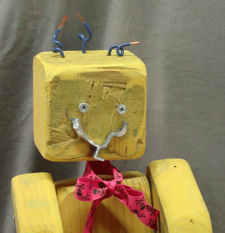 Upcycled MonsterWood Bot - Tony L. Yellow - Stirring it Up in Sunshine Yellow