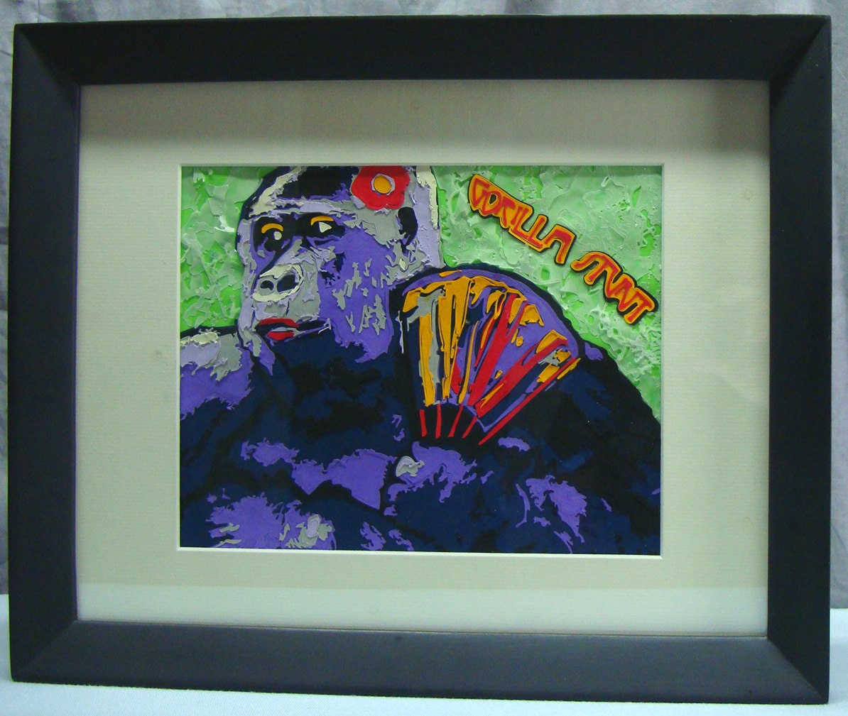 Framed Paper Art - "Gorilla Stunt " - 12 x 15