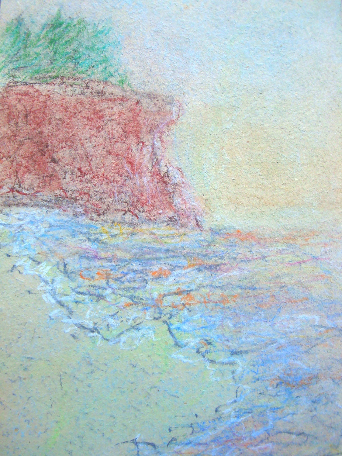 Charcoal Pastel Drawing "A Day At The Beach"