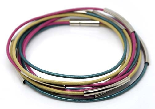 Mixed colours Leather bracelets 9 circles Womens m1