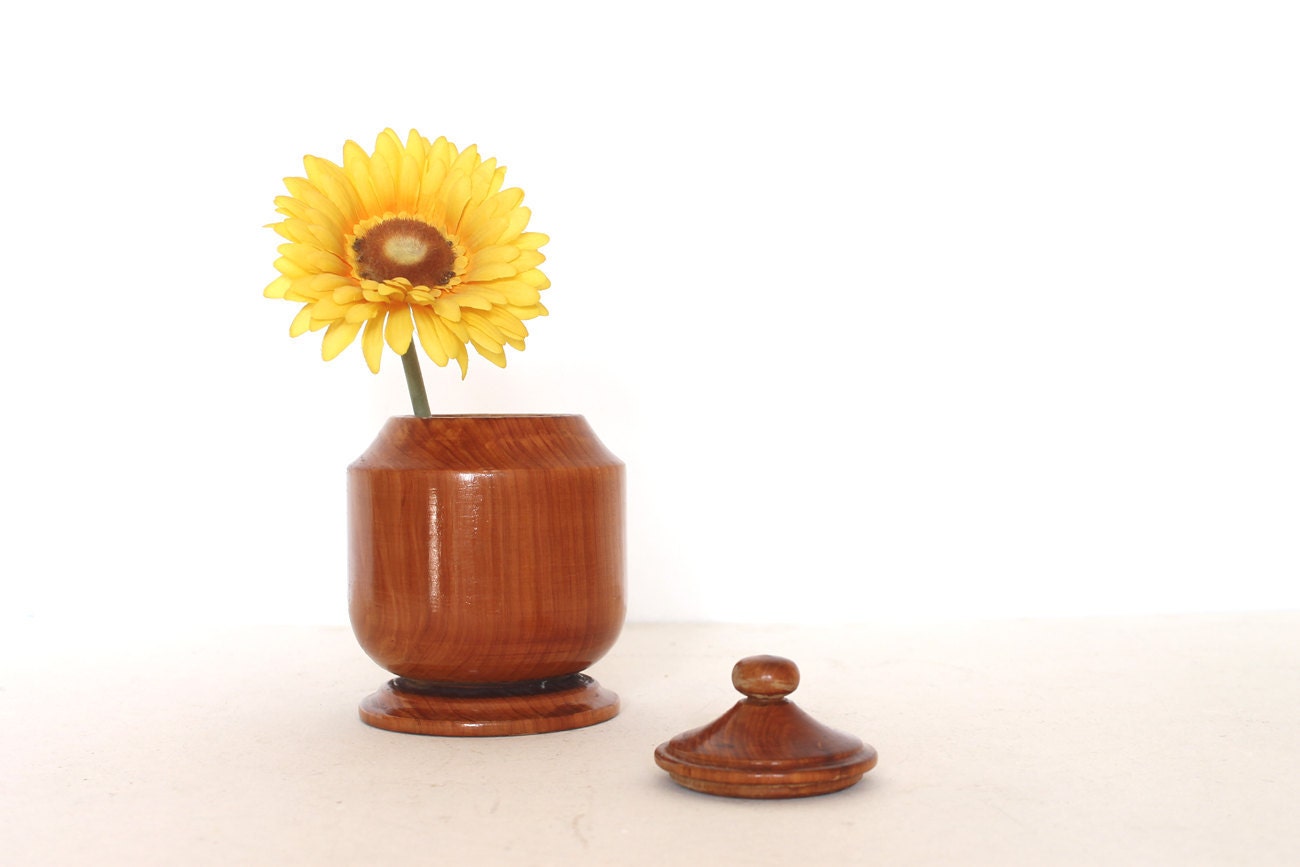 Vintage wooden flowers vase
