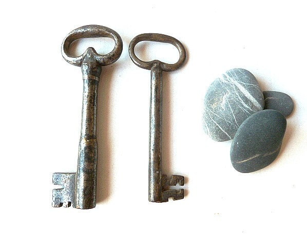 Vintage French extra  large skeleton keys.Supplies .Antique. Rare