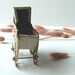 Antique french doll baby cradle .  Tin Baby Carriage .Toy .1900s