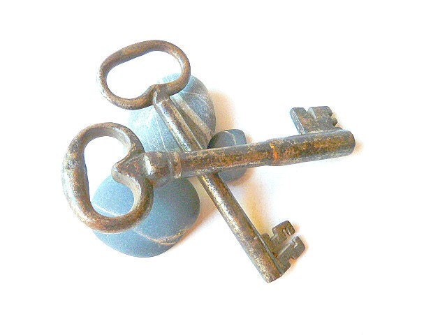 Vintage French extra  large skeleton keys.Supplies .Antique. Rare